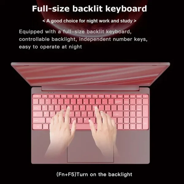 Stylish Pink 15.6" Laptop: Windows 10 Office - Image 3