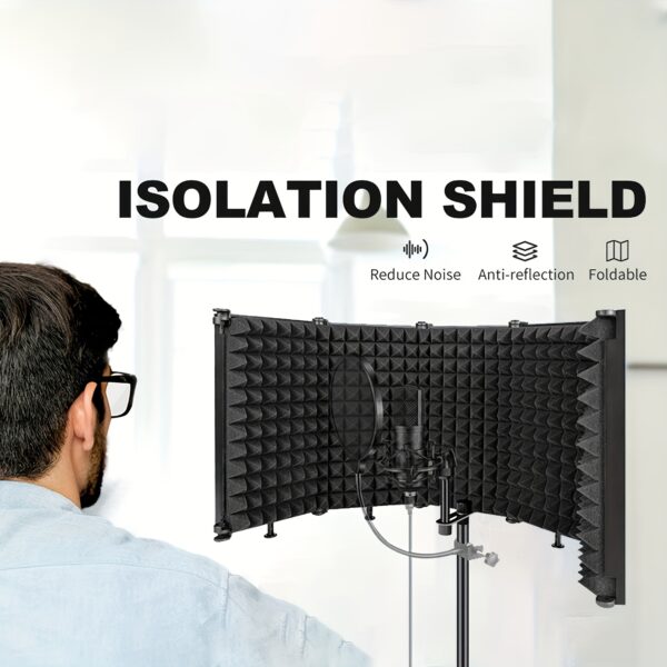 1pc High-Density Foam Microphone Isolation Shield - Image 7