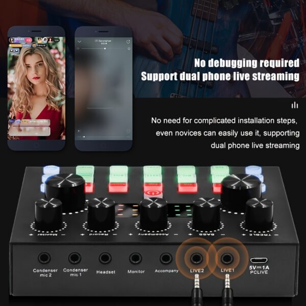 Podcast Equipment Bundle for 2, V8s Audio Interface with All-in-One Live Sound Card - Image 7