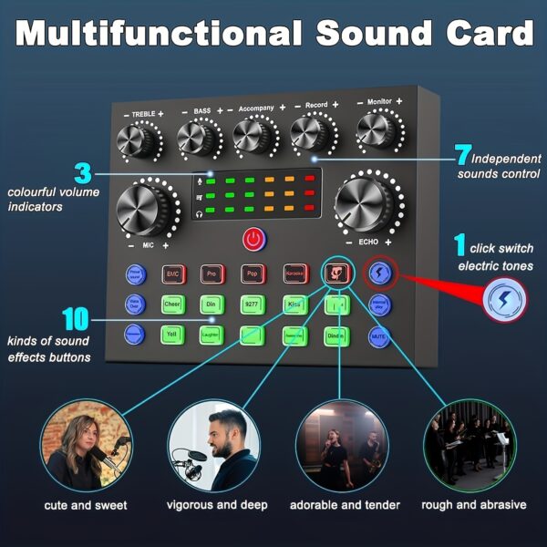 V8s Audio Interface Bundle with BM800 Condenser Microphone - Image 6