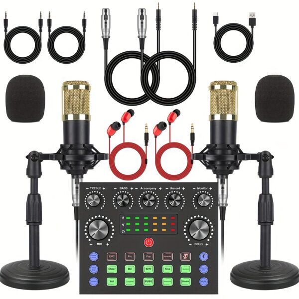 Podcast Equipment Bundle for 2, V8s Audio Interface with All-in-One Live Sound Card - Image 5