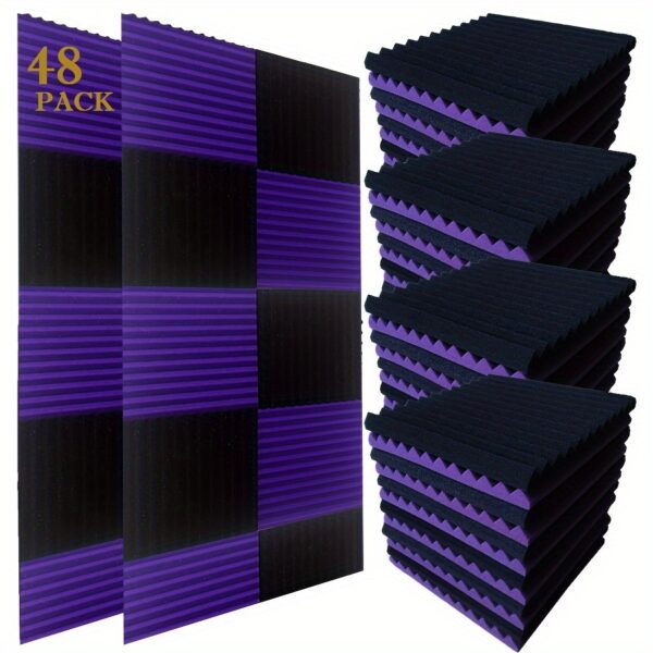 48pcs Black and Purple Foam Acoustic Wedges