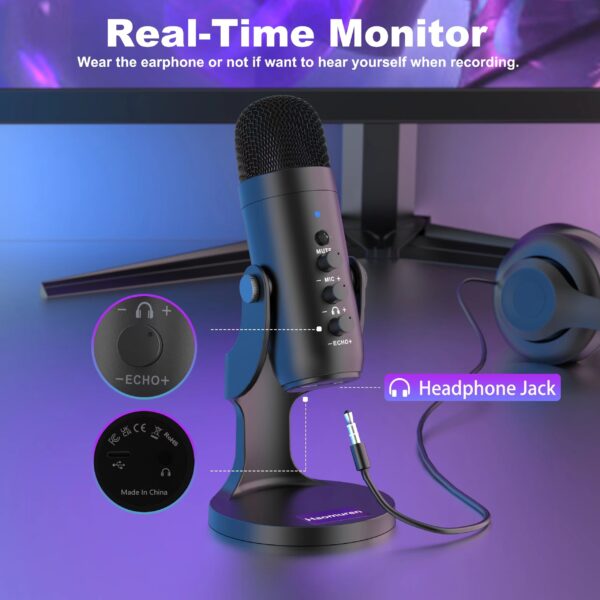 USB Microphone, Condenser Computer PC Mic - Image 2
